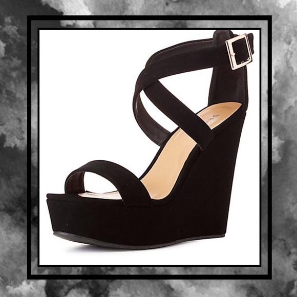 BAMBOO Shoes - Crisscross Open Toe Wedge Shoe